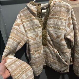The North Face Tan and Cream Sherpa-Lined Jacket